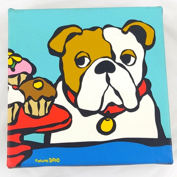 - Marc Tetro 2008 cupcakes dog print on canvas - Picture 1 of 14